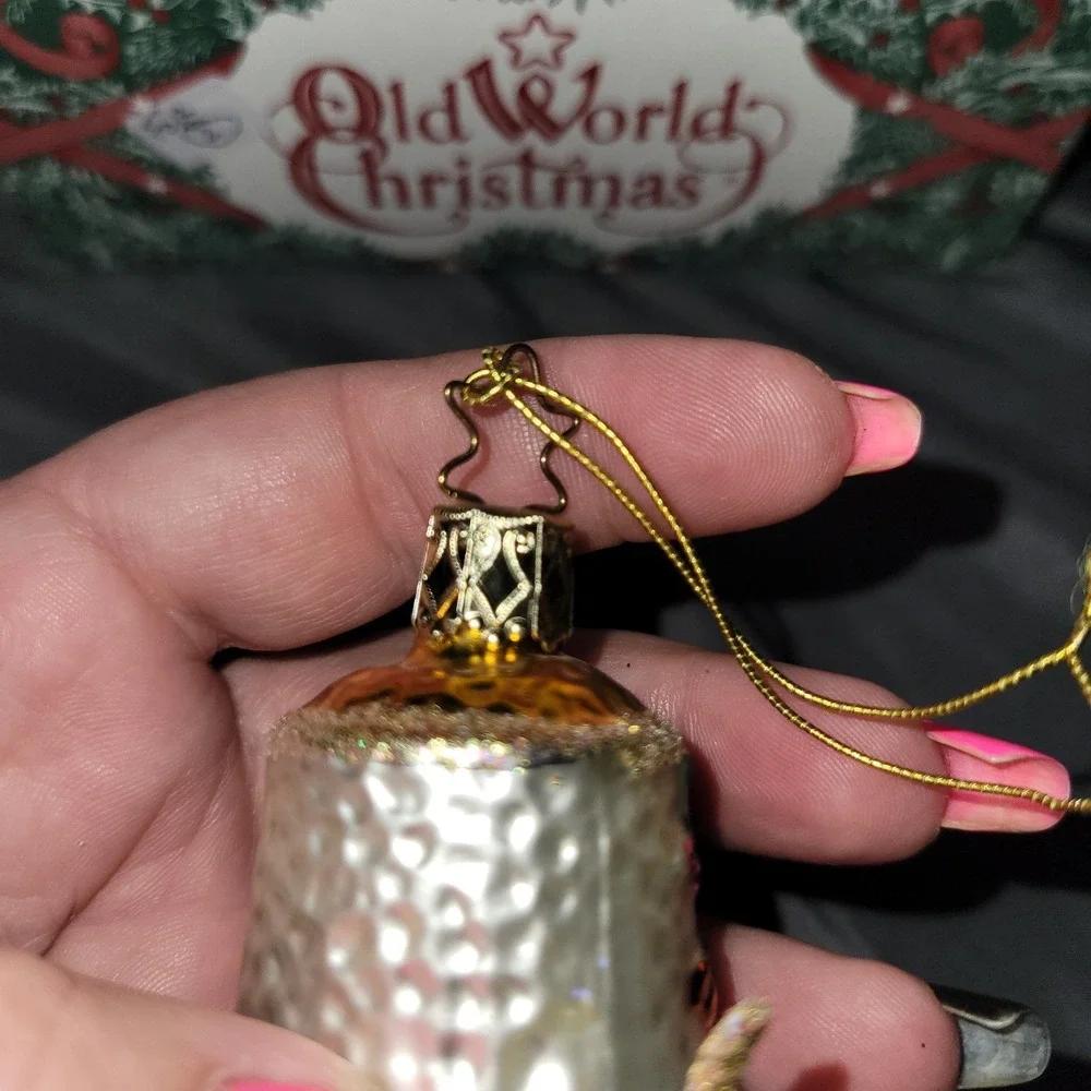 INGE-GLAS Teapot Bumpy floral Hand Blown Glass Christmas Ornament Vtg German